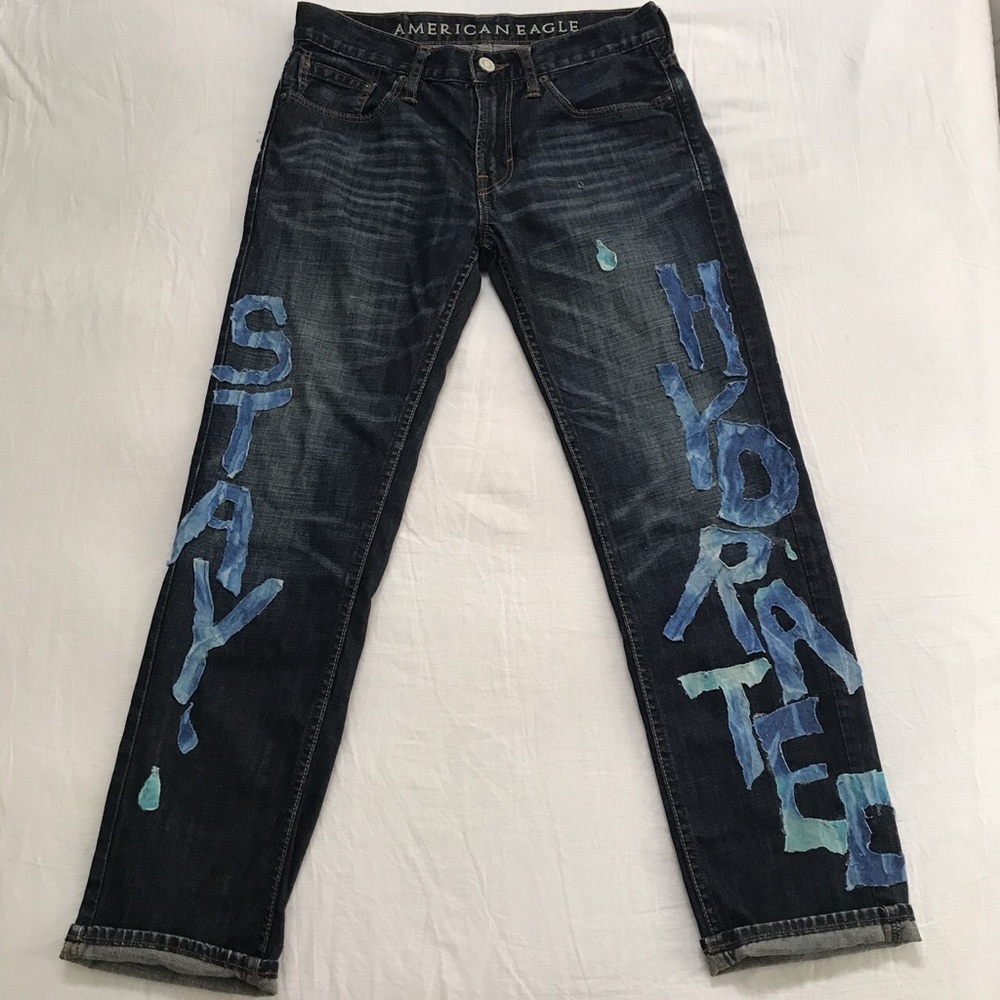 Custom American eagle tie dye jeans